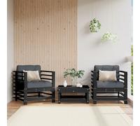 Vidaxl Chaises De Jardin 2 Pcs Noir Bois Massif De Pin
