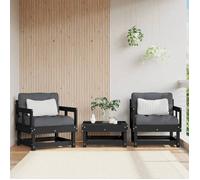vidaXL Chaises de jardin 2 pcs noir bois massif de pin 825391
