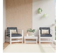 Chaises de Jardin 2 pcs, Sièges avec Accoudoir, Fauteuils avec Dossier, Meuble de Terrasse Patio Extérieur, Blanc Bois Massif de Pin