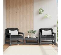 vidaXL Chaises de Jardin 2 pcs, Sièges avec Accoudoir, Fauteuils avec Dossier, Meuble de Terrasse Patio Extérieur, Gris Bois 825494