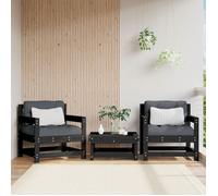 vidaXL Chaises de Jardin 2 pcs, Sièges avec Accoudoir, Fauteuils avec Dossier, Meuble de Terrasse Patio Extérieur, Noir Bois 825496