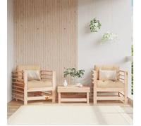 vidaXL Chaises de jardin Bois massif de pin avec accoudoirs et dossier Marron 2 pcs