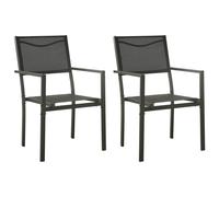 Vidaxl Chaises De Jardin 2 Pcs Textilène Et Acier Noir Et Anthracite Noir