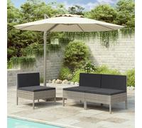 Vidaxl Chaises De Jardin 3 Pcs Avec Coussins Résine Tressée Gris Gris