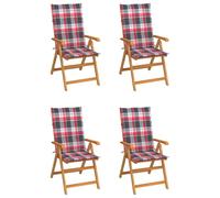 Lot de 6 Chaises de Jardin avec Coussins Siège Noir Bois Teck Massif vidaXL