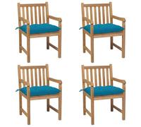 Vidaxl Chaises De Jardin 4 Pcs Avec Coussins Bleu Clair Teck Solide Bleu