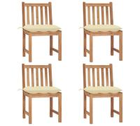 Vidaxl Chaises De Jardin 4 Pcs Avec Coussins Bois De Teck Massif