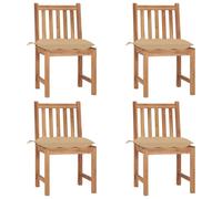 Vidaxl Chaises De Jardin 4 Pcs Avec Coussins Bois De Teck Massif