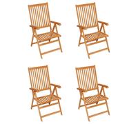 vidaXL Chaises de jardin 4 pcs. avec coussins bordeaux en teck massif