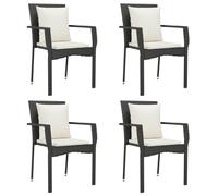 vidaXL Chaises de jardin avec coussins 4 pcs. Poly rotin noir