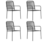vidaXL Chaises de jardin 4 pcs Corde en coton et acier Noir