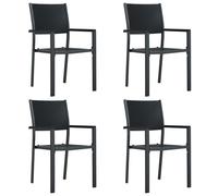 Vidaxl Chaises De Jardin 4 Pcs Noir Plastique Aspect De Rotin Noir
