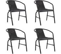 4x Chaises de Jardin Rotin de Plastique et Acier 110 kg Extérieur vidaXL