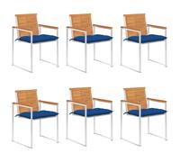 Vidaxl Chaises De Jardin 6 Pcs Avec Coussins Bois D'acacia Solide