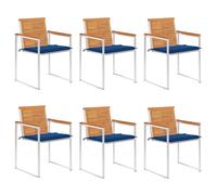 vidaXL Chaises de jardin 6 pcs. avec coussins bois massif acacia