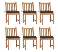 Vidaxl Chaises De Jardin 6 Pcs Avec Coussins Bois De Teck Massif