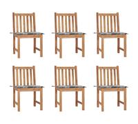 Vidaxl Chaises De Jardin 6 Pcs Avec Coussins Bois De Teck Massif