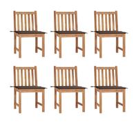 Lot de 6 Chaises de Jardin avec Coussins, Sièges de Terrasse, Chaises de Salle à Manger, Meubles de Patio Extérieur, Bois de Teck Massif