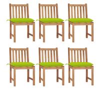 Lot de 6 Chaises de Jardin avec Coussins Siège Bois de Teck Massif vidaXL