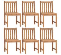Lot de 6 Chaises de Jardin avec Coussins, Sièges de Terrasse, Chaises de Salle à Manger, Meubles de Patio Extérieur, Bois de Teck Massif