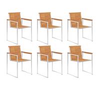 2x Bois d'Acacia Massif Chaises de Jardin Acier Inoxydable Extérieur vidaXL