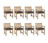 Vidaxl Chaises De Jardin 8 Pcs Avec Coussins Anthracite Teck Solide