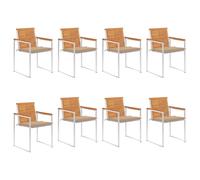 Chaises de jardin lot de 8 avec coussins Bois d'acacia solide3078527