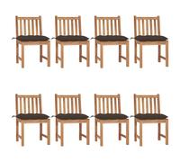 Vidaxl Chaises De Jardin 8 Pcs Avec Coussins Bois De Teck Massif