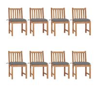 Vidaxl Chaises De Jardin 8 Pcs Avec Coussins Bois De Teck Massif