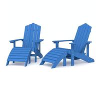 vidaXL Chaises de Jardin Adirondack Lot de 2 Repose-Pieds PEHD Bleu