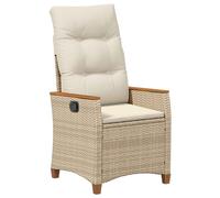 vidaXL Chaise de jardin inclinable Beige et crème 64 x 57,5 x 112 cm, Jardin et terrasse, Chaise en rotin moderne, Chaise inclinable confortable, Détente sur le patio, Salon extérieur, Dossier réglabl