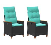 Vidaxl Chaises De Jardin Avec Coussin Gris Et Bleu Marine Rotin