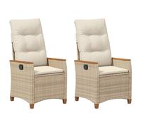 vidaXL Chaise de jardin inclinable Beige et crème 64 x 57,5 x 112 cm, Jardin et terrasse, Chaise en rotin moderne, Chaise inclinable confortable, Détente sur le patio, Salon extérieur, Dossier réglabl