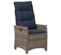 vidaXL Chaise de Jardin inclinable Gris et Bleu Marine polyrotin, Jardin et terrasse, Chaise en rotin Moderne, Chaise inclinable Confortable, Détente sur Le Patio, Salon extérieur, Dossier réglable