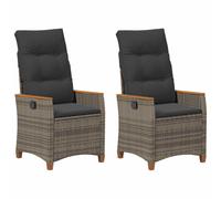 Vidaxl Chaises De Jardin Avec Coussin Gris Et Bleu Marine Rotin