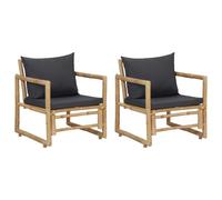 Vidaxl Chaises De Jardin Avec Coussins 2 Pcs Bambou