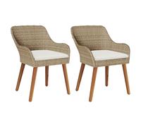 vidaXL Chaise de jardin 2 pcs Beige 62,5 x 55 x 82 cm polyrotin, Mobilier d'extérieur, chaise jardin moderne, style rotin, 42006215