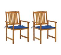 2x Chaises de Jardin avec Coussins Bois d'Acacia Massif Extérieur vidaXL
