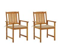 2x Chaises de Jardin avec Coussins Bois d'Acacia Massif Extérieur vidaXL