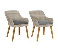 vidaXL Chaises de Jardin avec Coussins 2 pcs Gris Clair Rattan synthétique