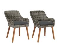 Vidaxl Chaises De Jardin Avec Coussins 2 Pcs Gris Poly Rattan