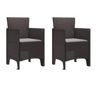 Chaises de jardin avec coussins 2 pcs Marron Poly Rattan