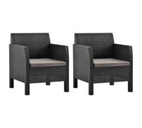 Vidaxl Chaises De Jardin Avec Coussins 2 Pcs Pp Anthracite
