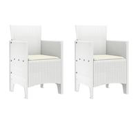 vidaXL Chaises de Jardin avec Coussins 2 pcs Rattan Synthétique Blanc