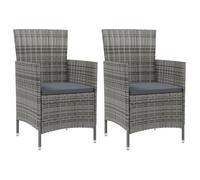 Vidaxl Chaises De Jardin Avec Coussins 2 Pcs Résine Tressée Gris Gris