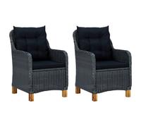 2x Chaises de Jardin avec Coussins Gris Clair Résine Tressée Fauteuils vidaXL