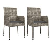 vidaXL Chaises de Jardin avec Coussins 2 pcs Résine tressée Gris, Meuble de Jardin, Meuble de Patio, Chaise de Balcon, Meuble d'extérieur