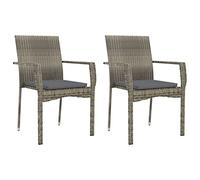 vidaXL Chaises de Jardin avec Coussins 2 pcs Résine tressée Gris, Meuble de Jardin, Meuble de Patio, Chaise de Balcon, Meuble d'extérieur