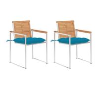 Vidaxl Chaises De Jardin Avec Coussins 2 Pcs Teck Solide Et Acier