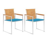 Vidaxl Chaises De Jardin Avec Coussins 2 Pcs Teck Solide Et Acier